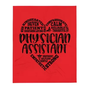 "Physician Assistant Heart" Throw Blanket (Red)