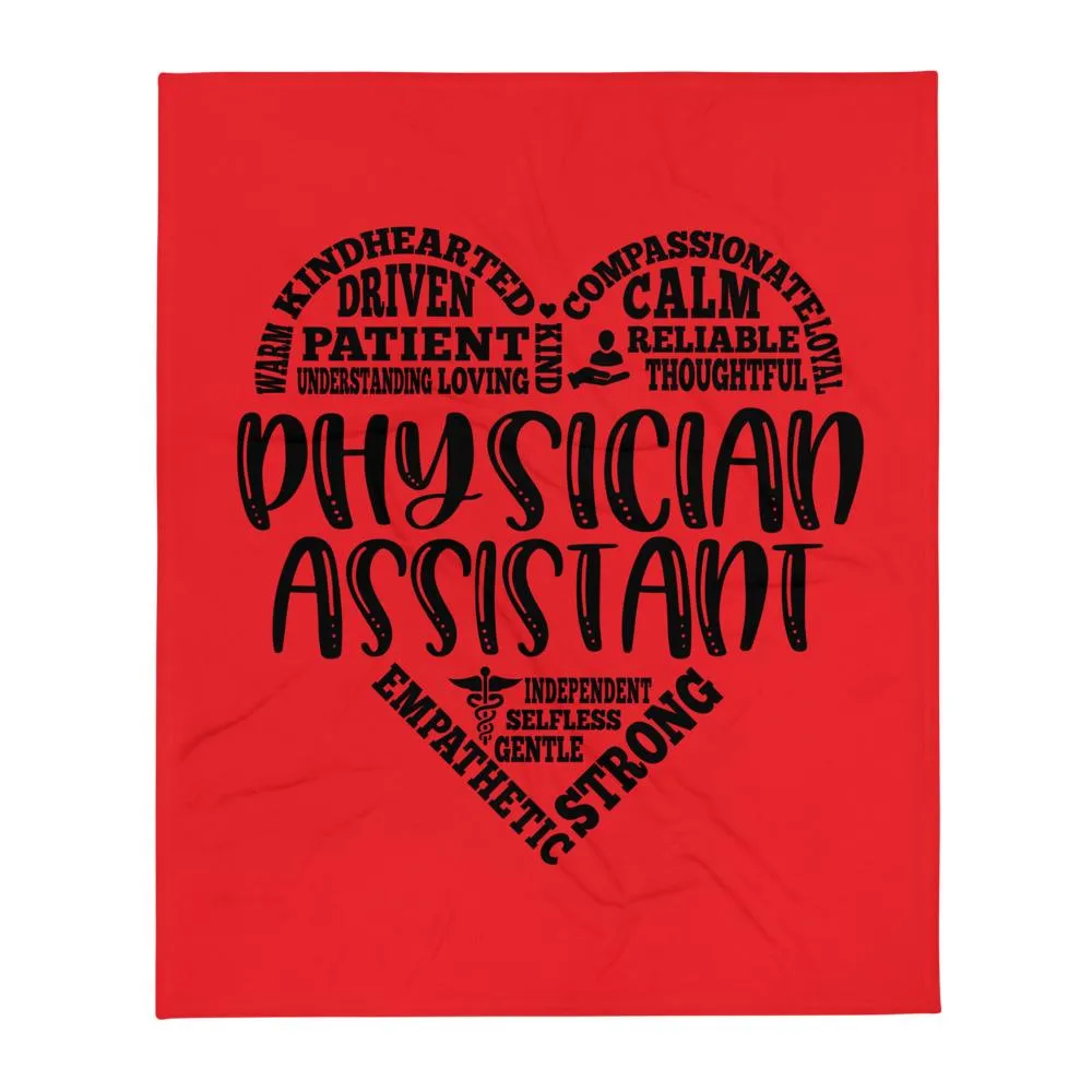 "Physician Assistant Heart" Throw Blanket (Red)