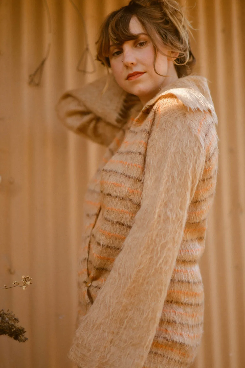 Rare 1920's Striped Mohair Sports Sweater/ Cardigan