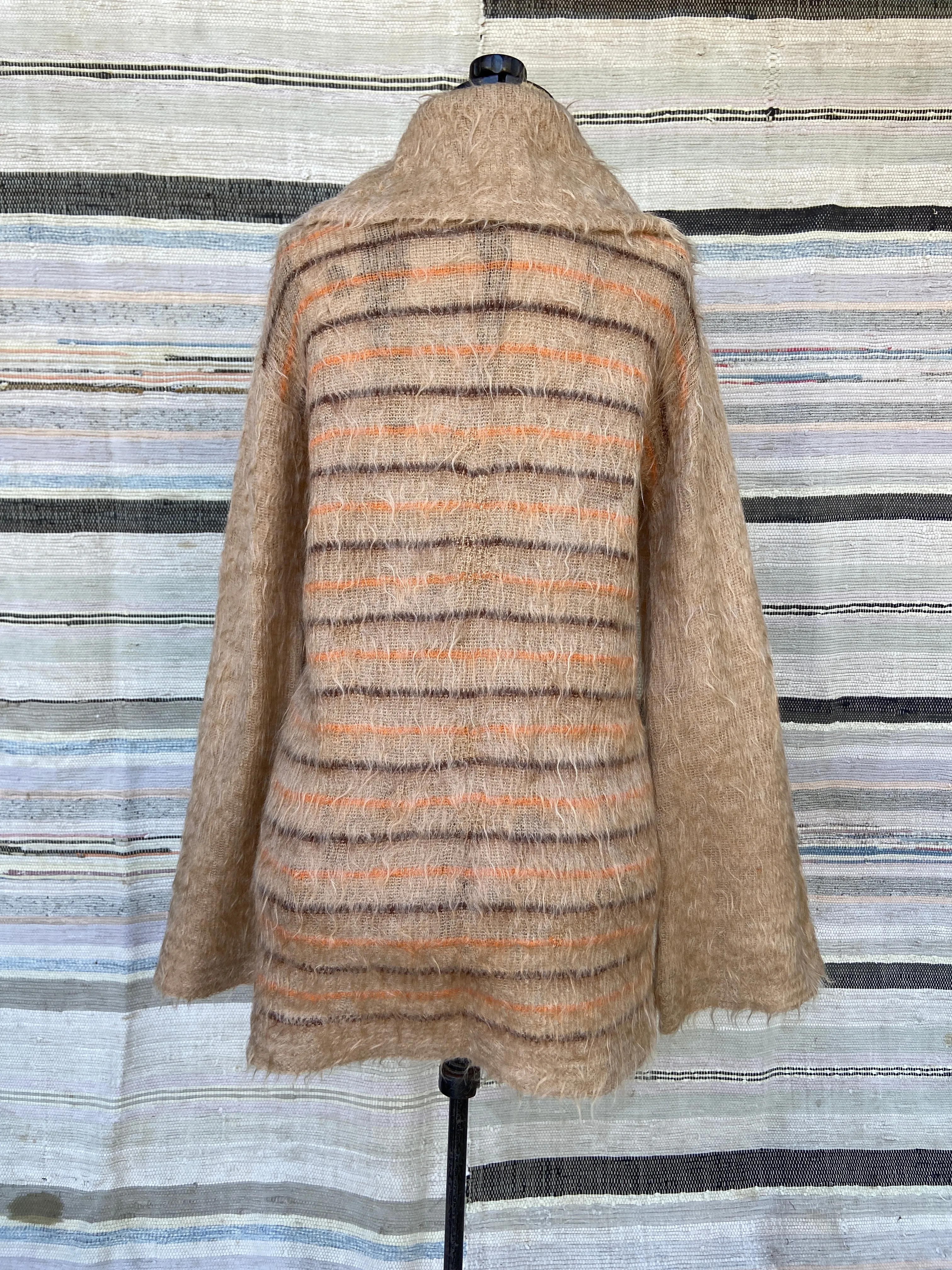 Rare 1920's Striped Mohair Sports Sweater/ Cardigan
