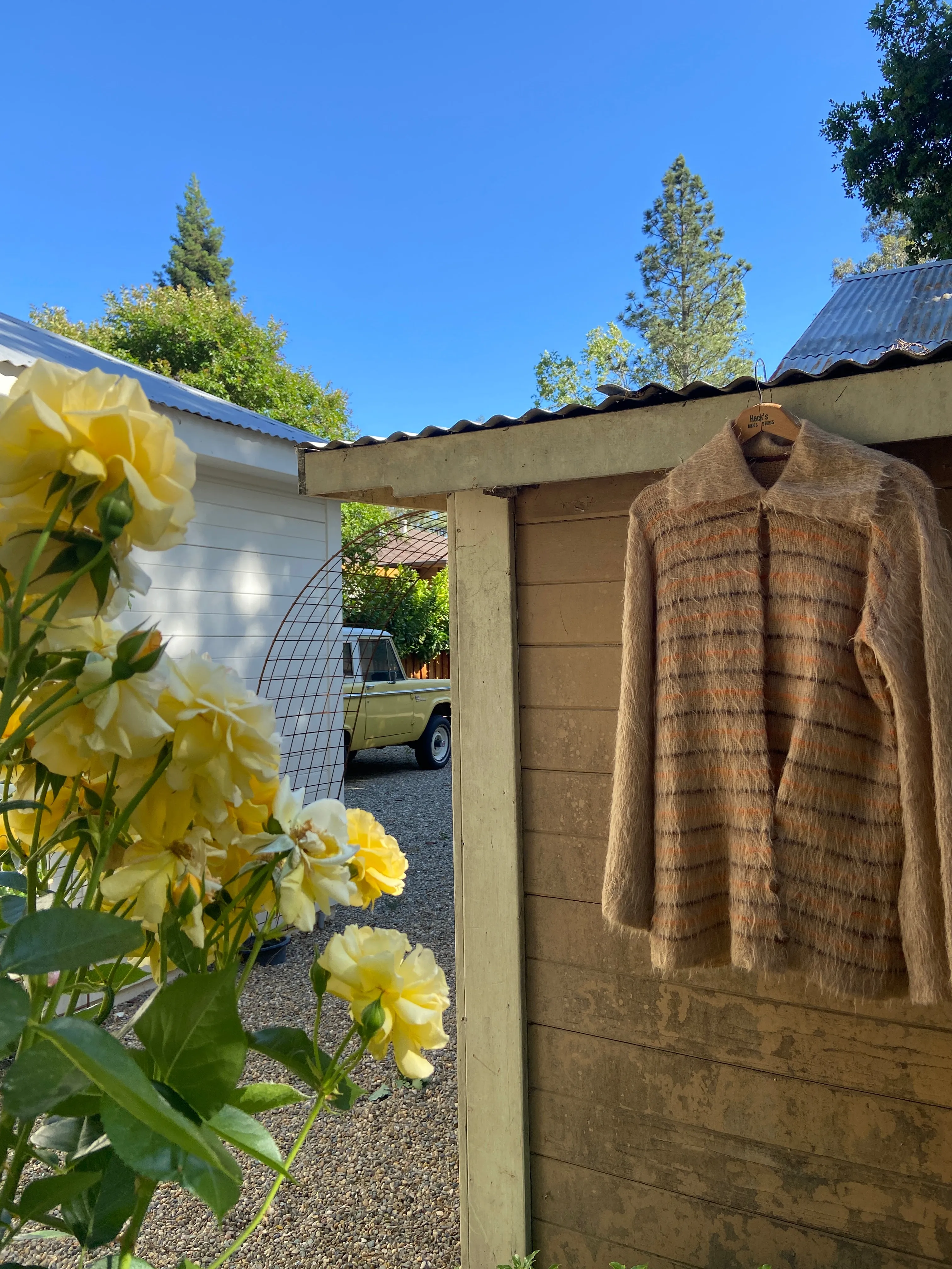 Rare 1920's Striped Mohair Sports Sweater/ Cardigan