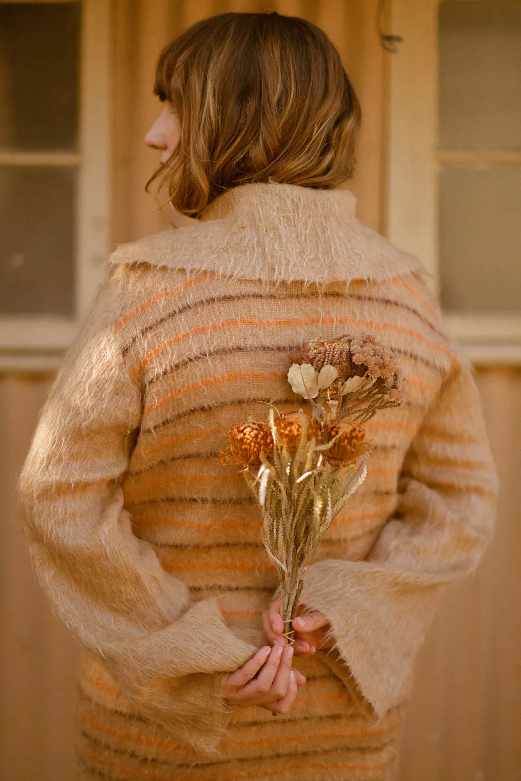 Rare 1920's Striped Mohair Sports Sweater/ Cardigan