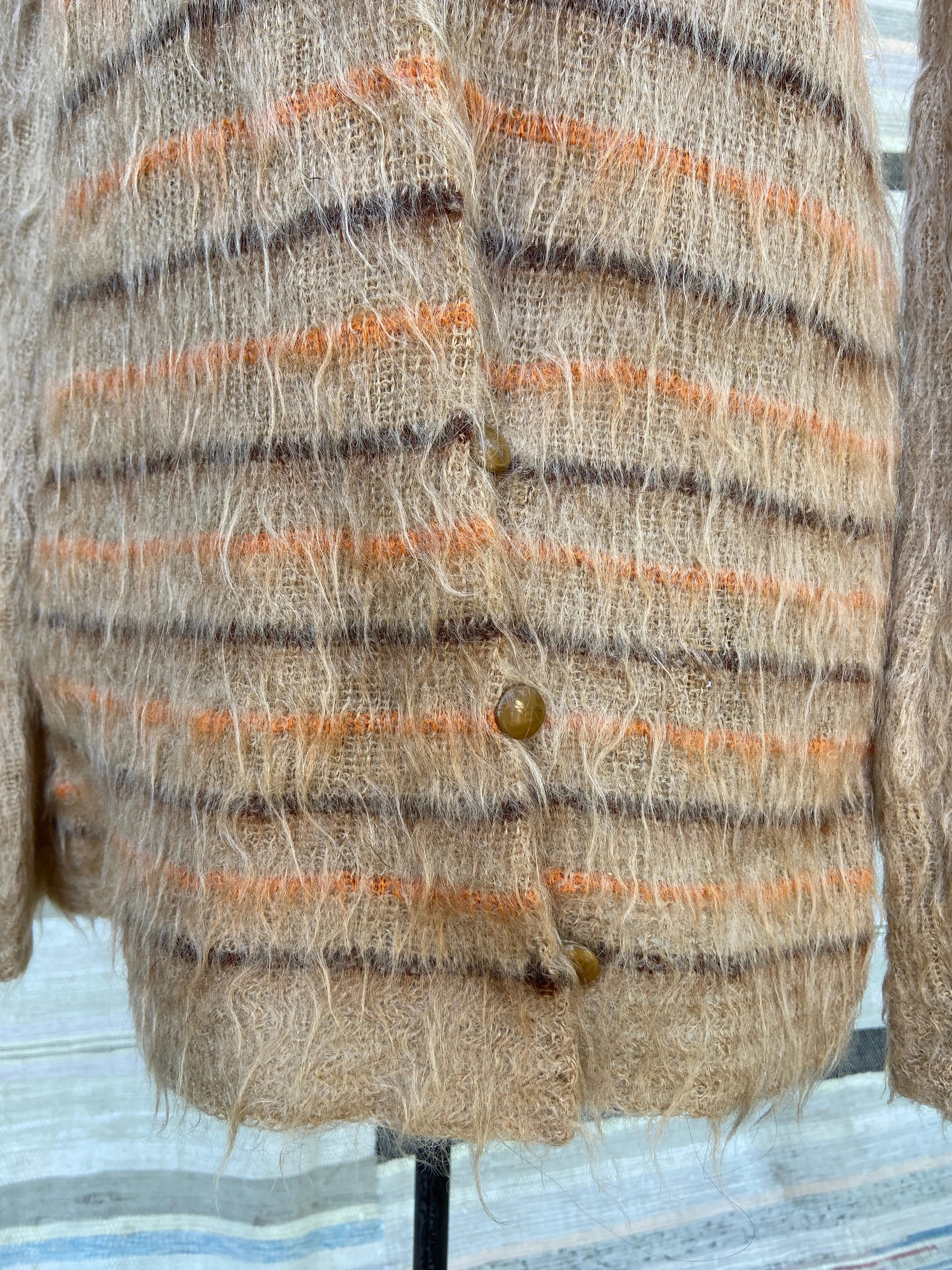 Rare 1920's Striped Mohair Sports Sweater/ Cardigan
