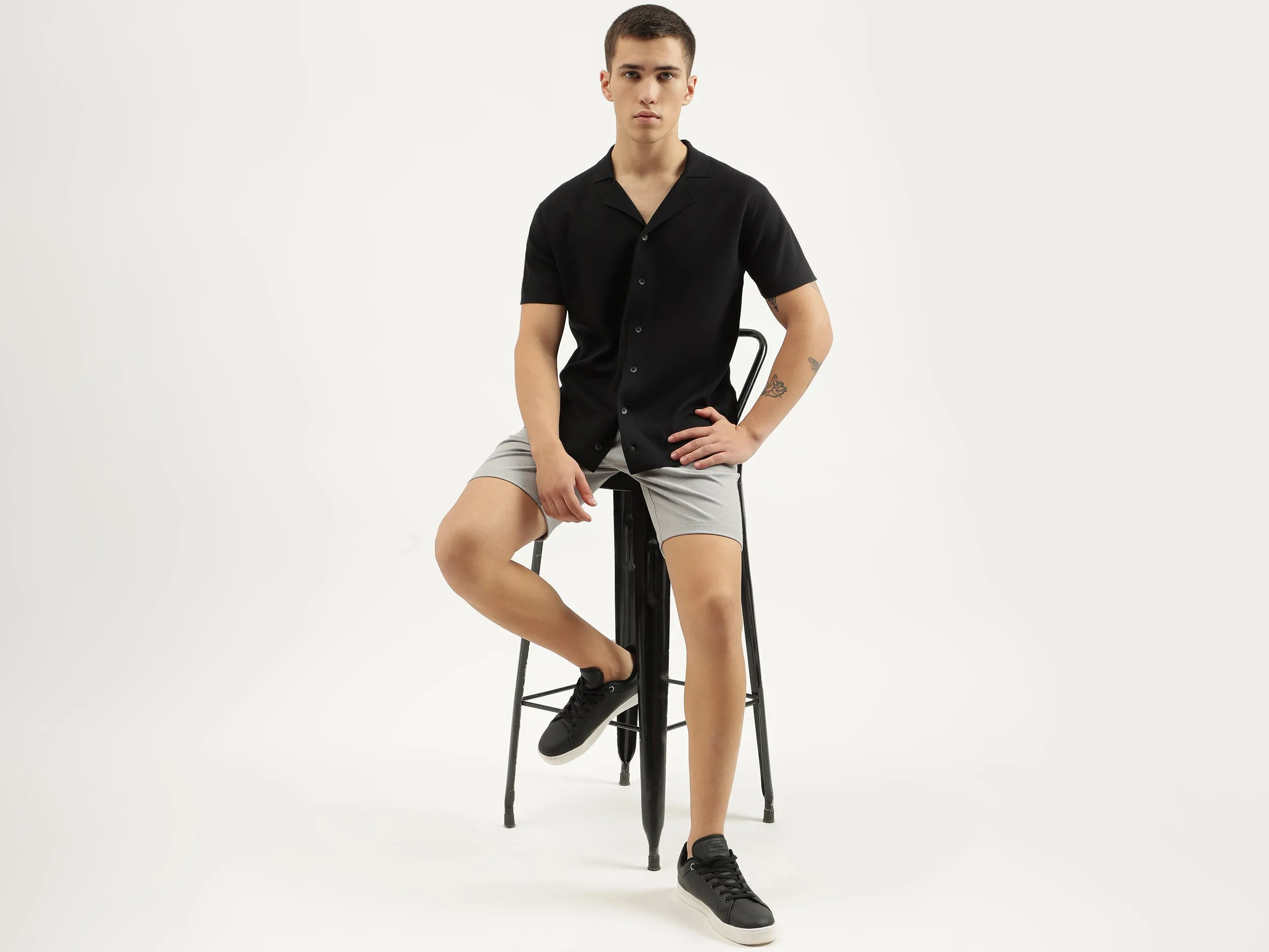 Regular Fit Cuban Collar Solid Shirts
