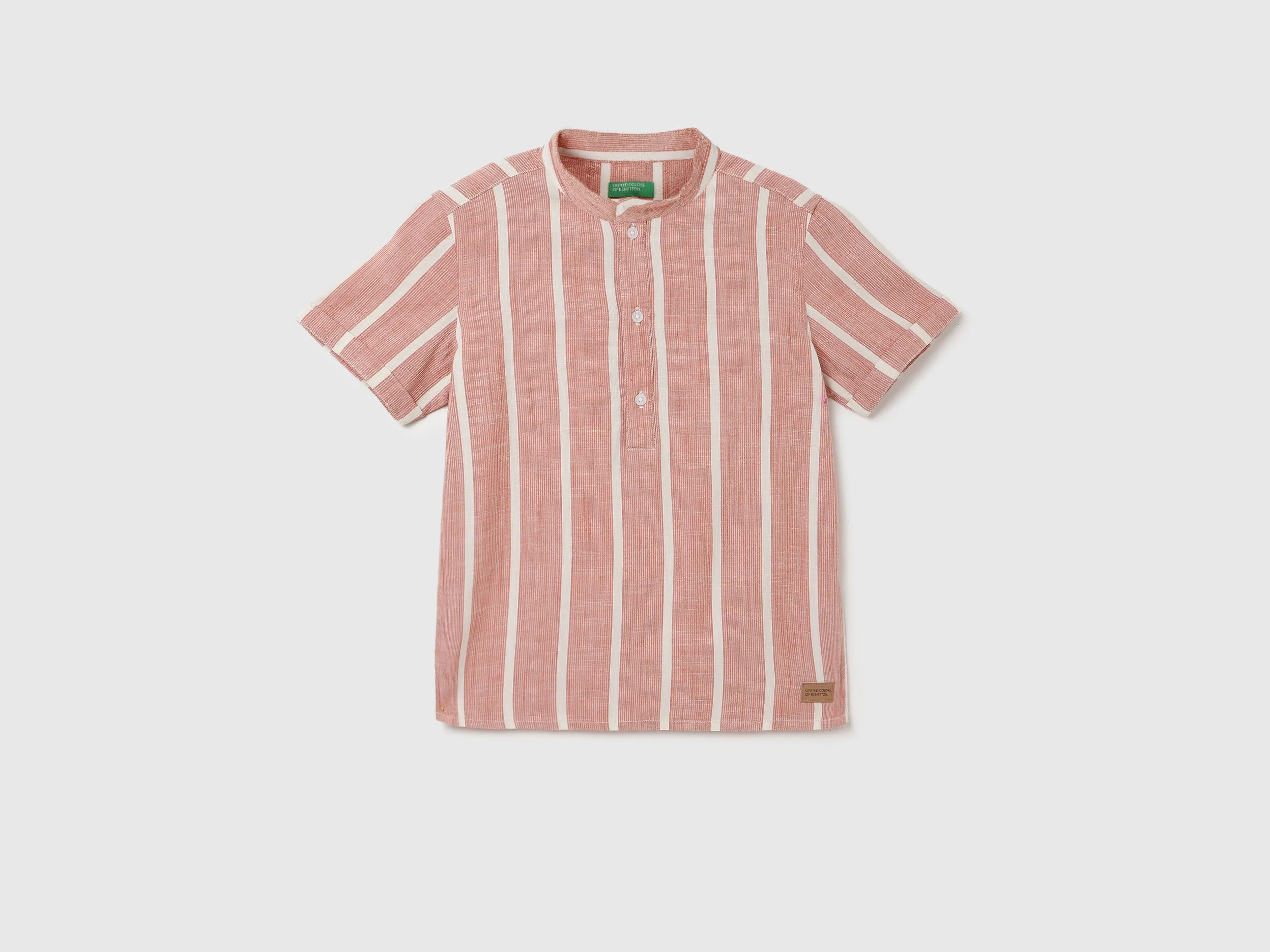 Regular Fit Mandarin Collar Striped Shirt