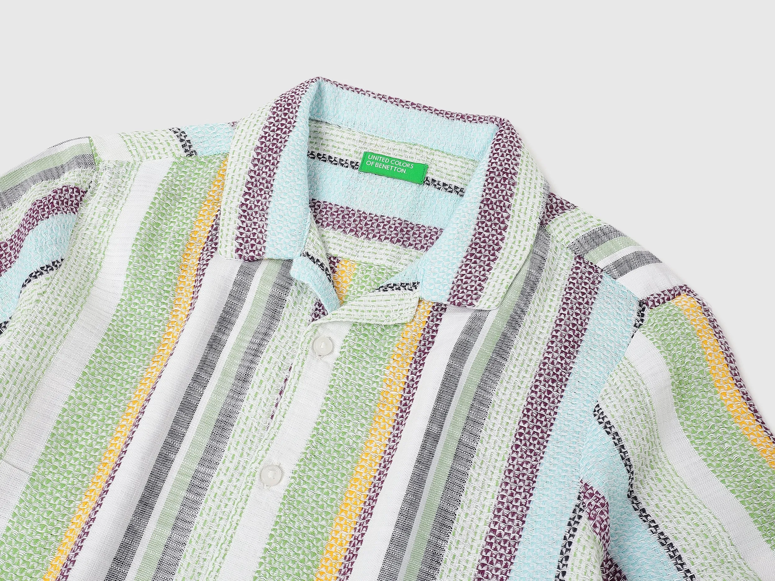 Regular Fit Resort Collar Broad Striped Shirt