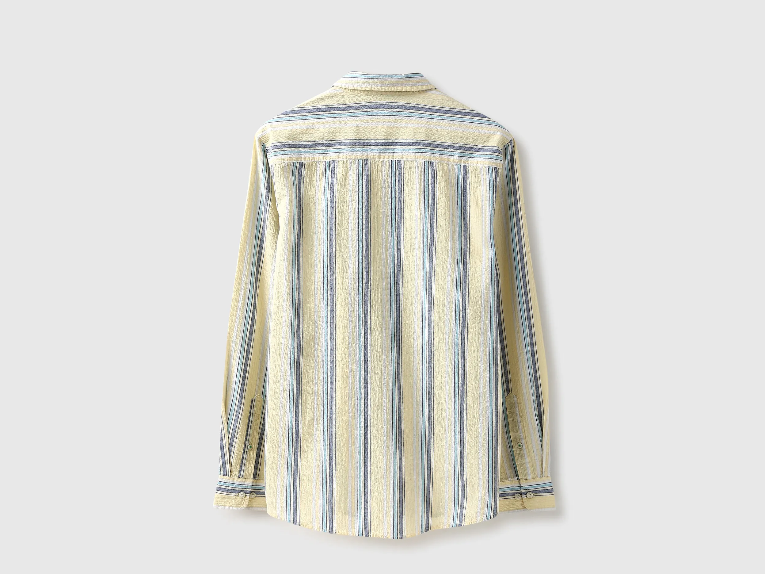 Regular Fit Spread Collar Crinkle Striped Shirt