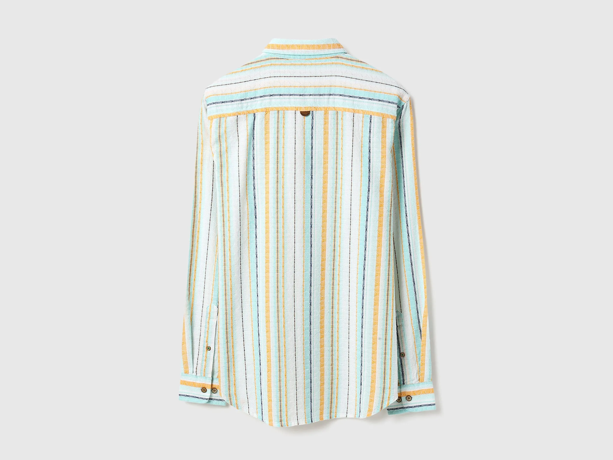 Regular Fit Spread Collar Dobby Striped Shirt