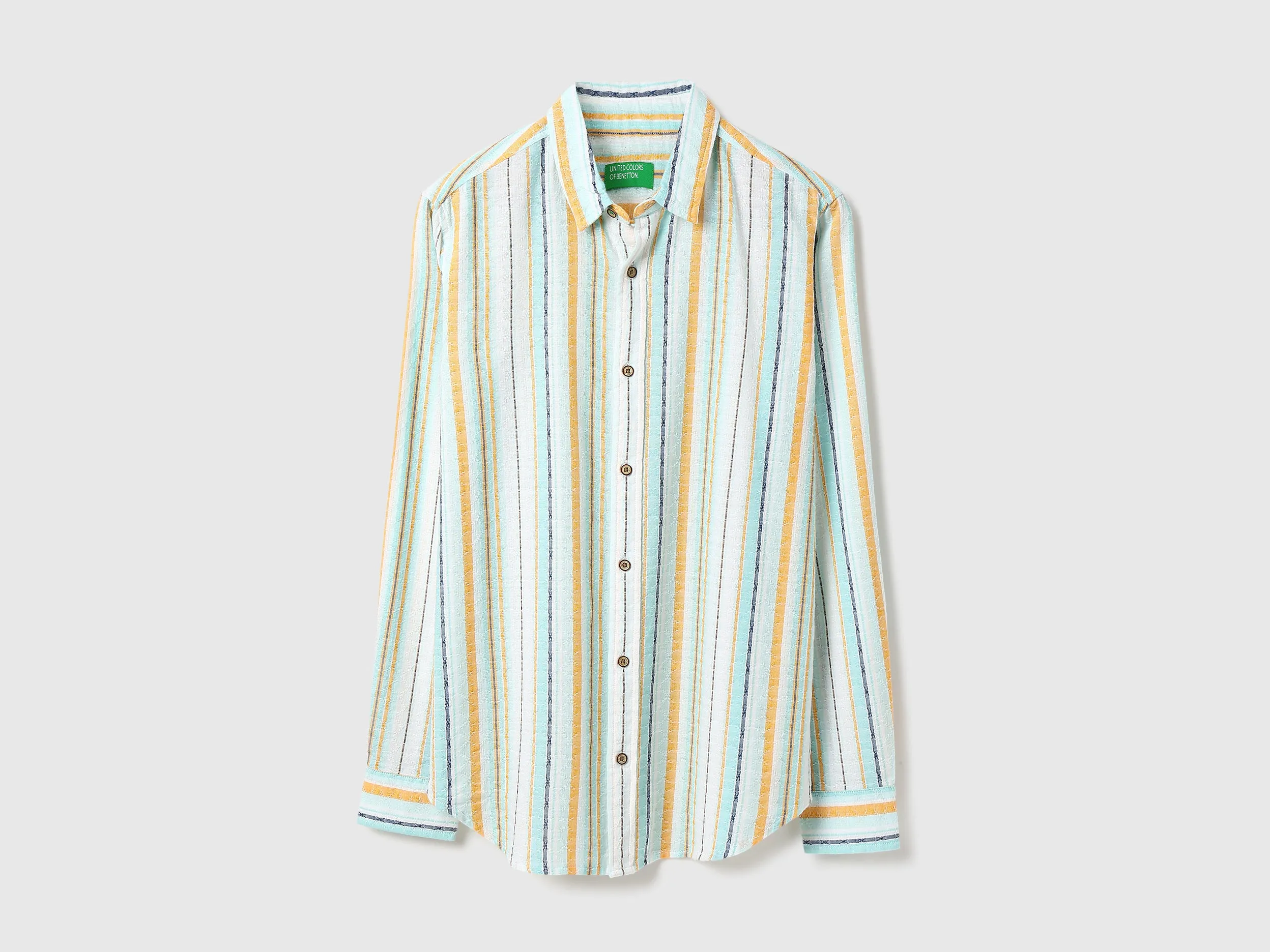 Regular Fit Spread Collar Dobby Striped Shirt