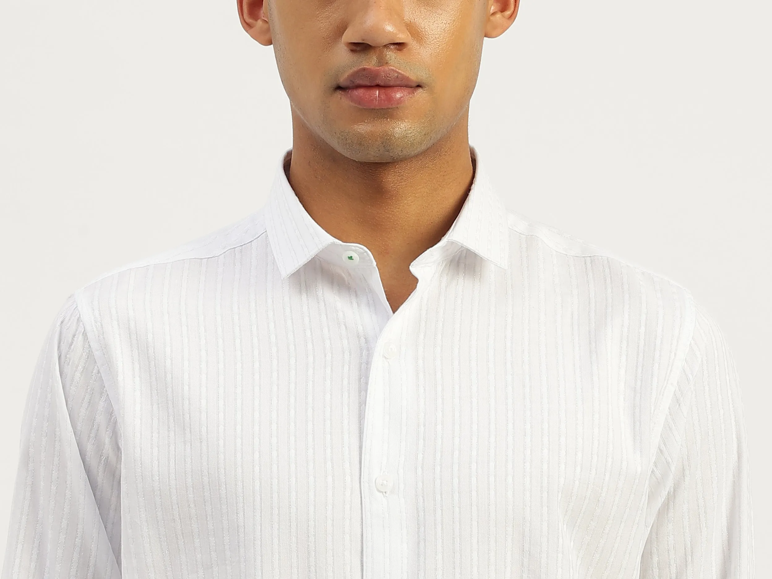 Regular Fit Spread Collar Striped Shirt