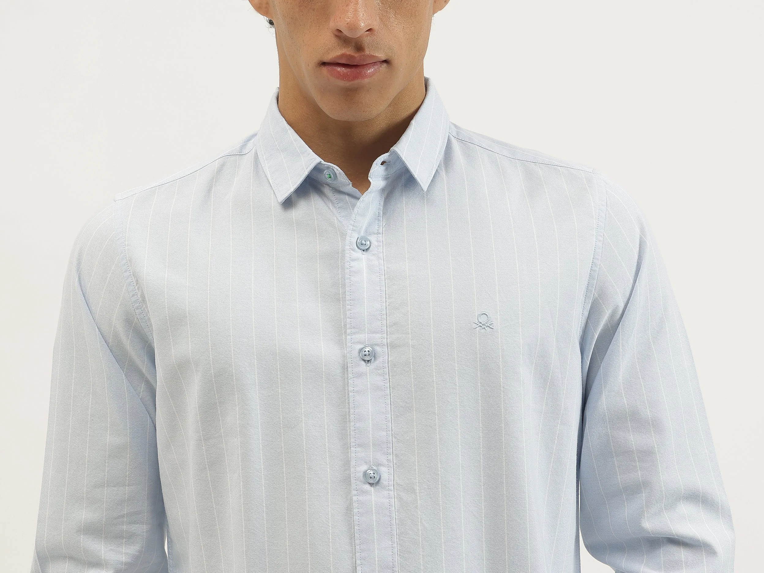 Regular Fit Spread Collar Striped Shirt