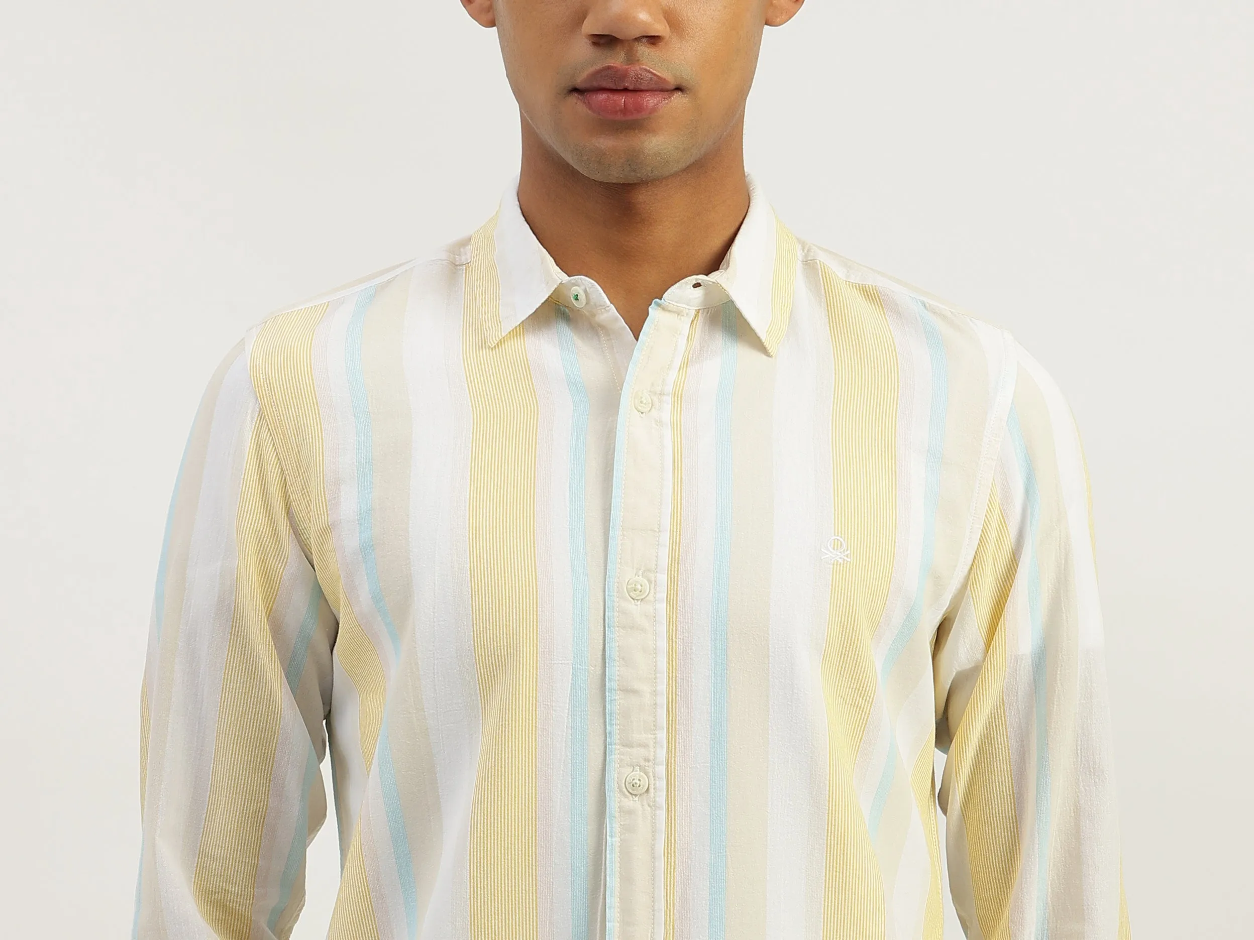 Regular Fit Spread Collar Striped Shirt