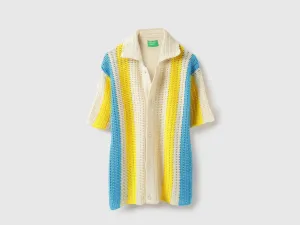 Regular Fit Spread Collar Structure Vertical Striped Shirt