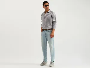 Regular Fit Spread Collar Vertical Stripes Shirt