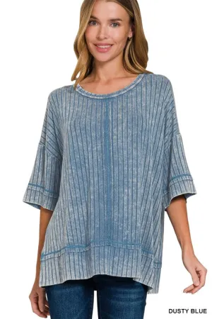 Ribbed Half Sleeve Top