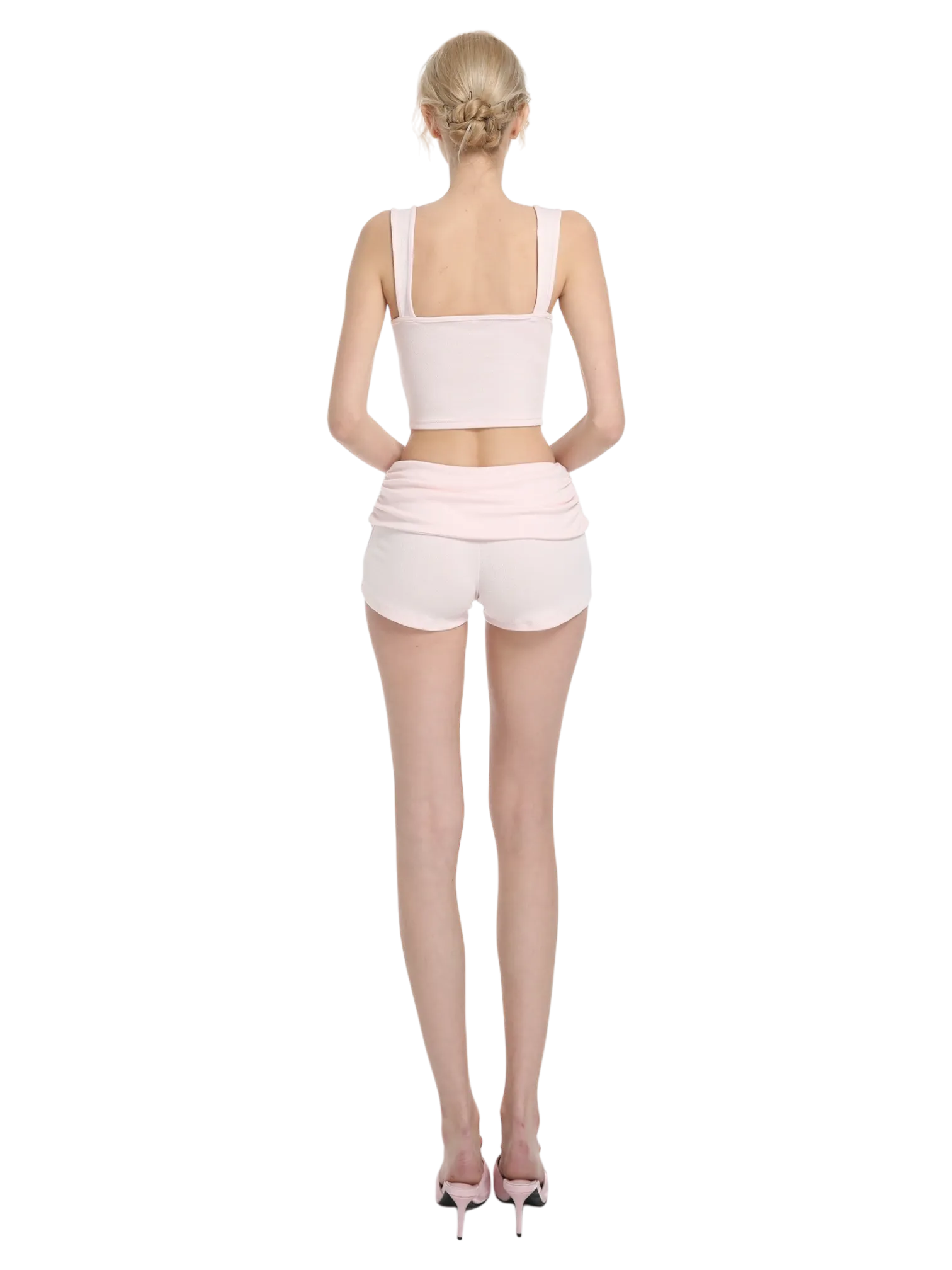 Rose Buds Cotton Crop Tank Top (Baby Pink)