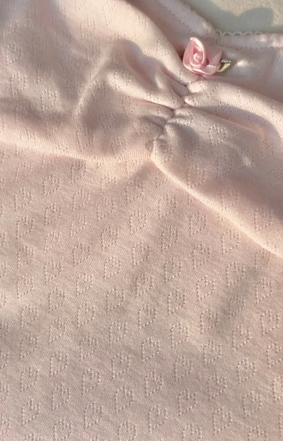 Rose Buds Cotton Crop Tank Top (Baby Pink)
