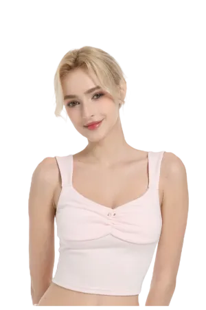 Rose Buds Cotton Crop Tank Top (Baby Pink)