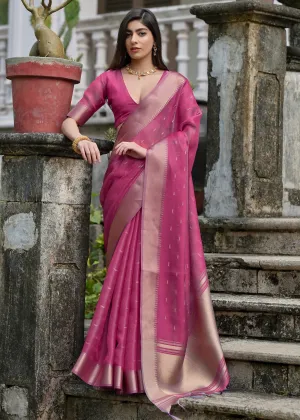 Rosebud Purple Woven Tussar Silk Saree