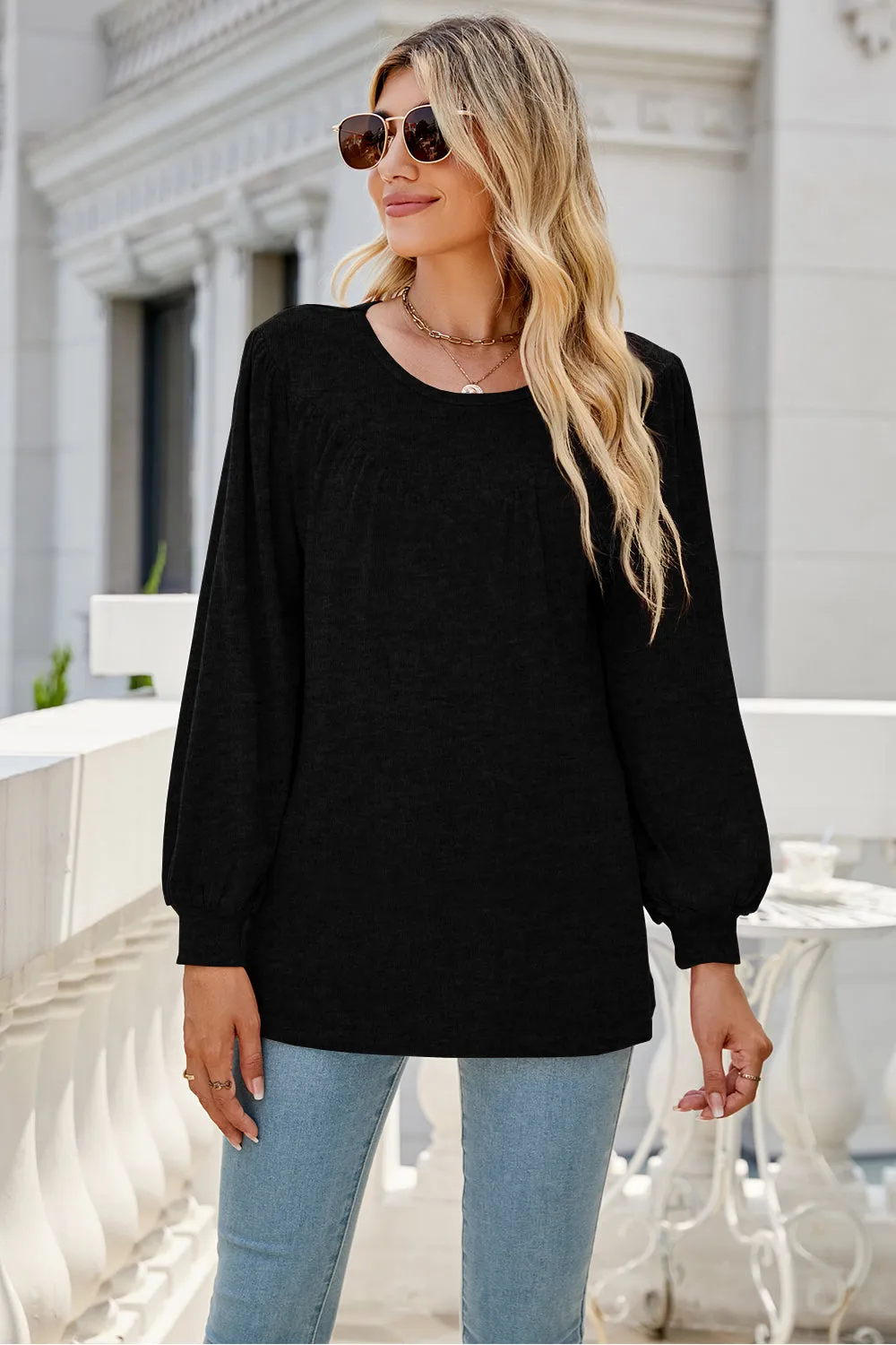 Round Neck Long Sleeve Top (6 Colors)