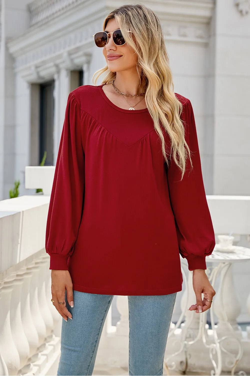 Round Neck Long Sleeve Top (6 Colors)