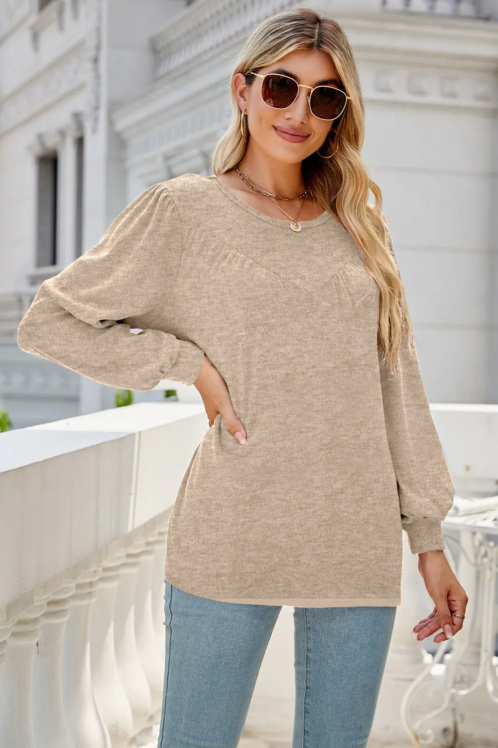 Round Neck Long Sleeve Top (6 Colors)