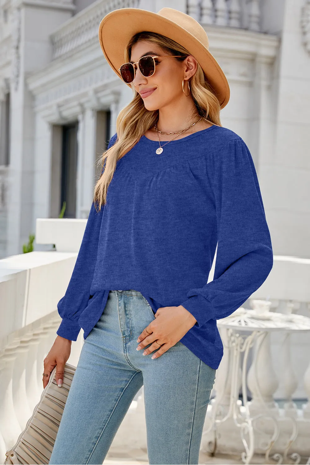 Round Neck Long Sleeve Top (6 Colors)