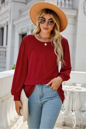 Round Neck Long Sleeve Top (6 Colors)