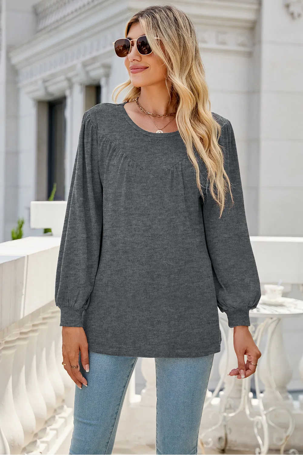 Round Neck Long Sleeve Top (6 Colors)