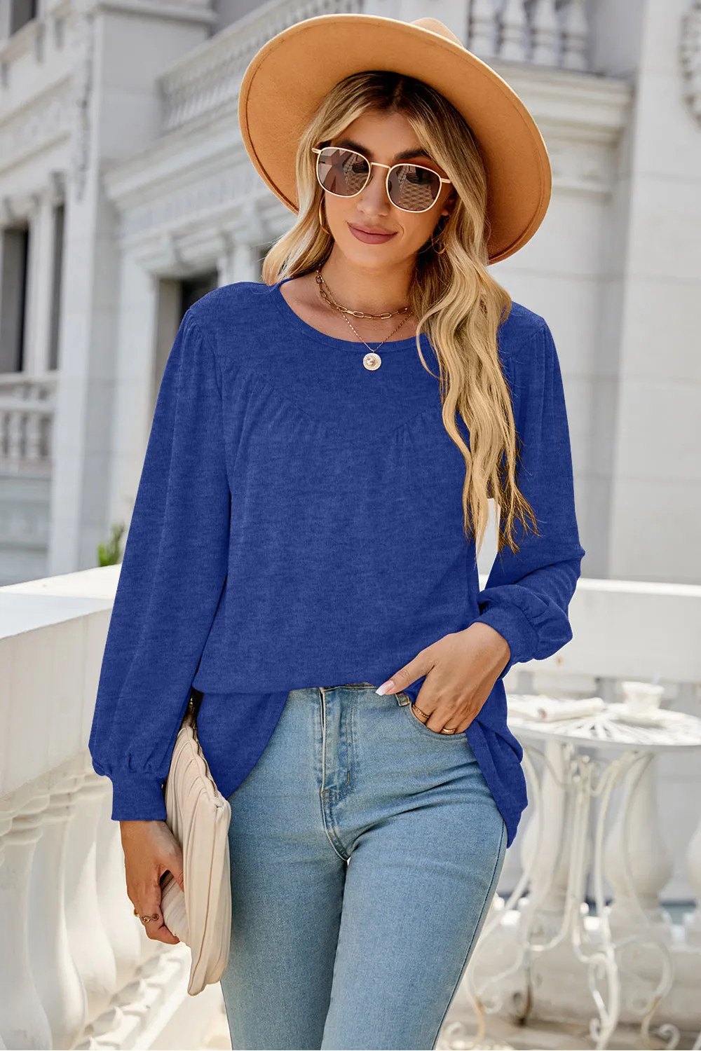 Round Neck Long Sleeve Top (6 Colors)