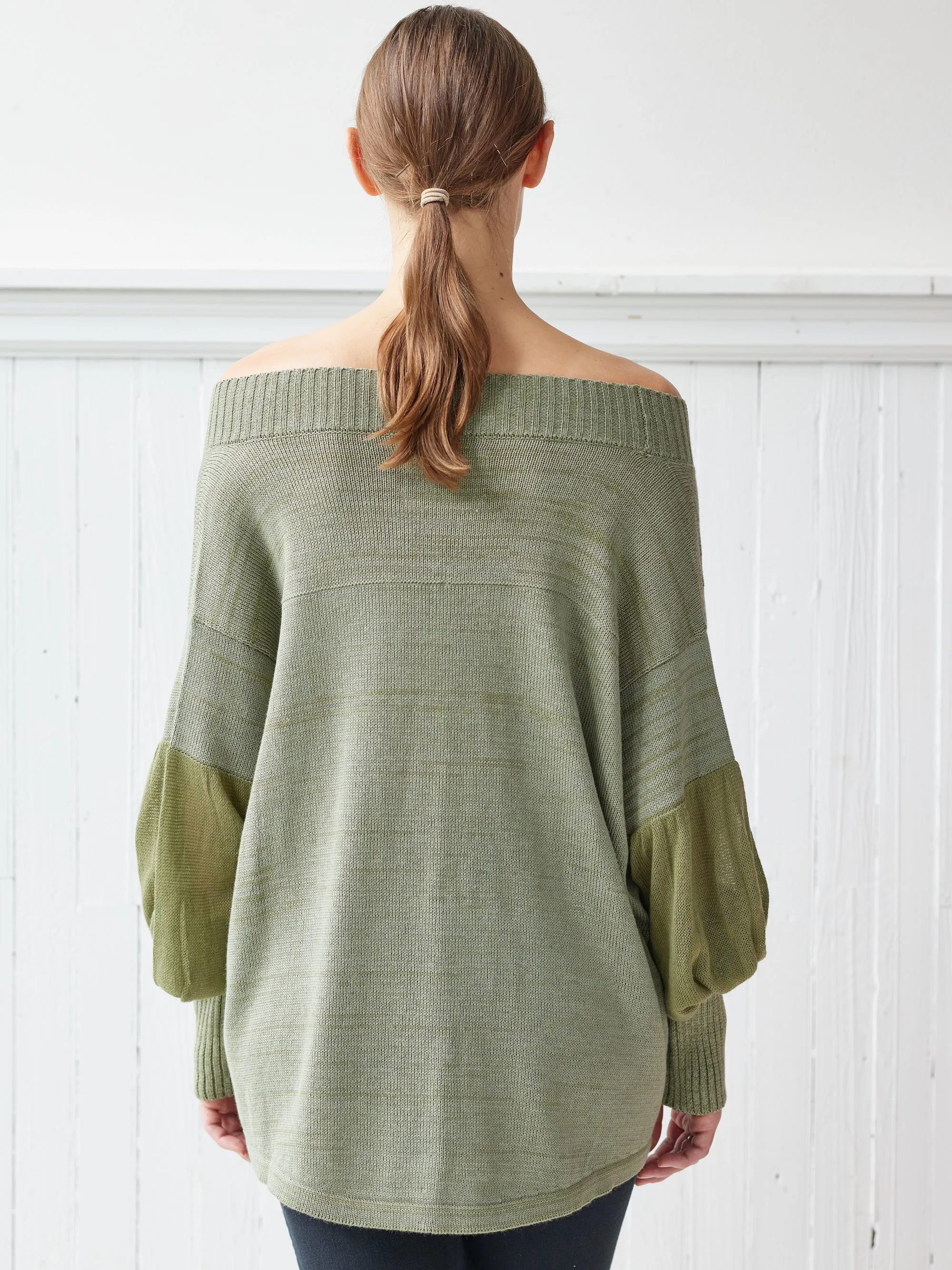 sage knit peasant knit top