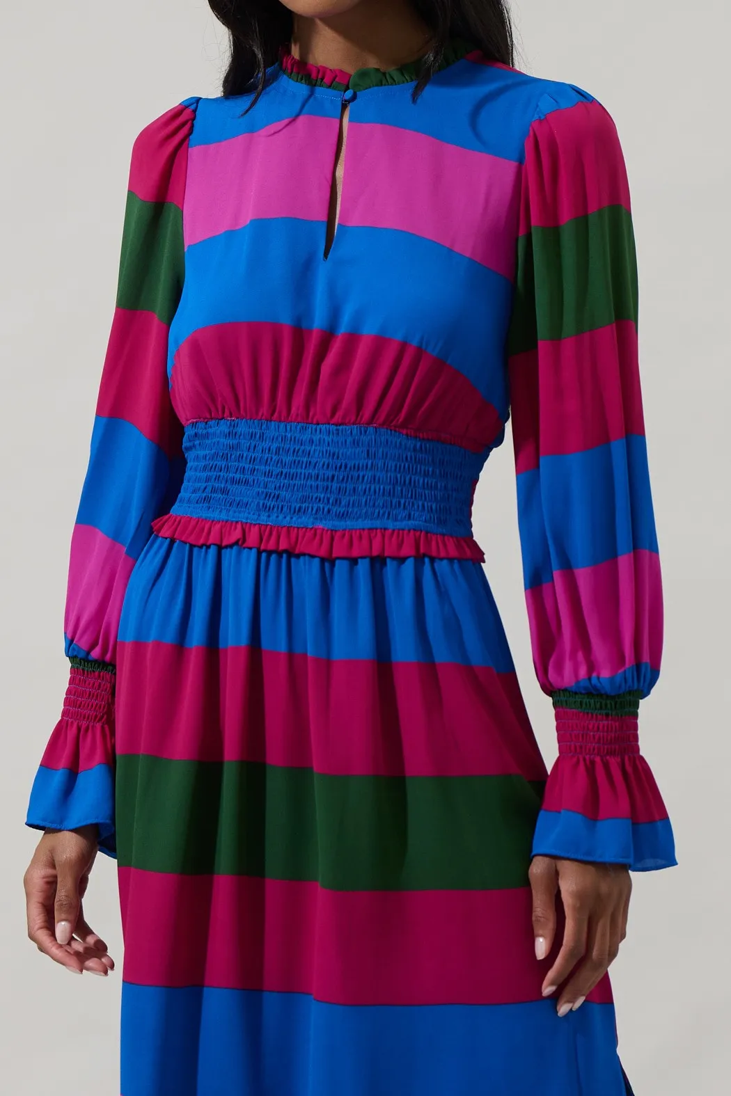 Saige Striped Ria Smocked Dress