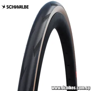 Schwalbe 25c | 28c | 30c X 700 Pro One Tube Type Evolution | Super Race | V-Guard | 25 28 30-622 | Transparent Brown Sidewall Folding Tire (1 Tyre)