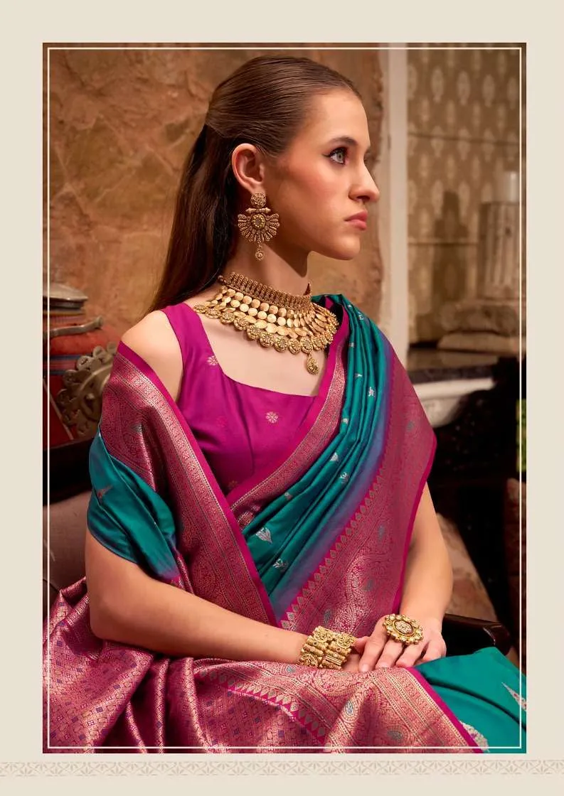 Sea Green Soft Silk Saree With Zari Weaving