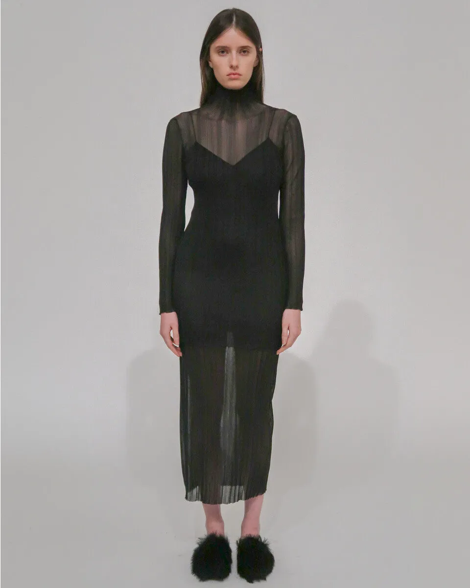 SHEER PLISSE TURTLENECK