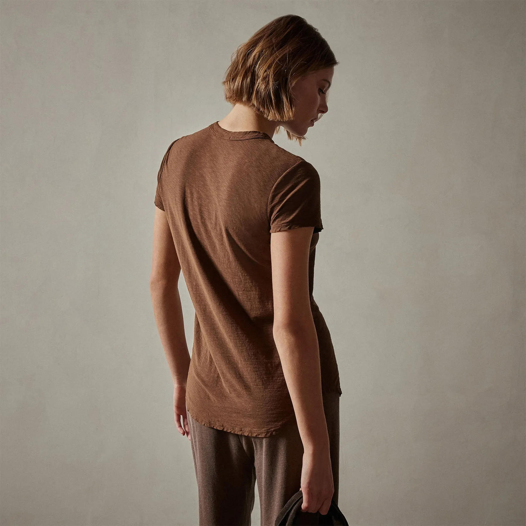 Sheer Slub Crew Neck Tee - Fox