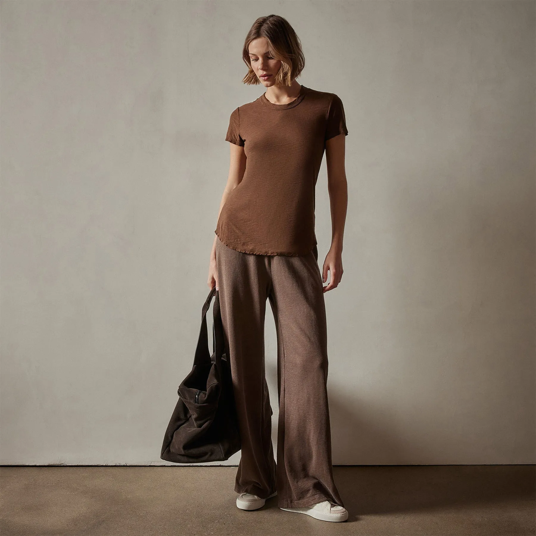 Sheer Slub Crew Neck Tee - Fox