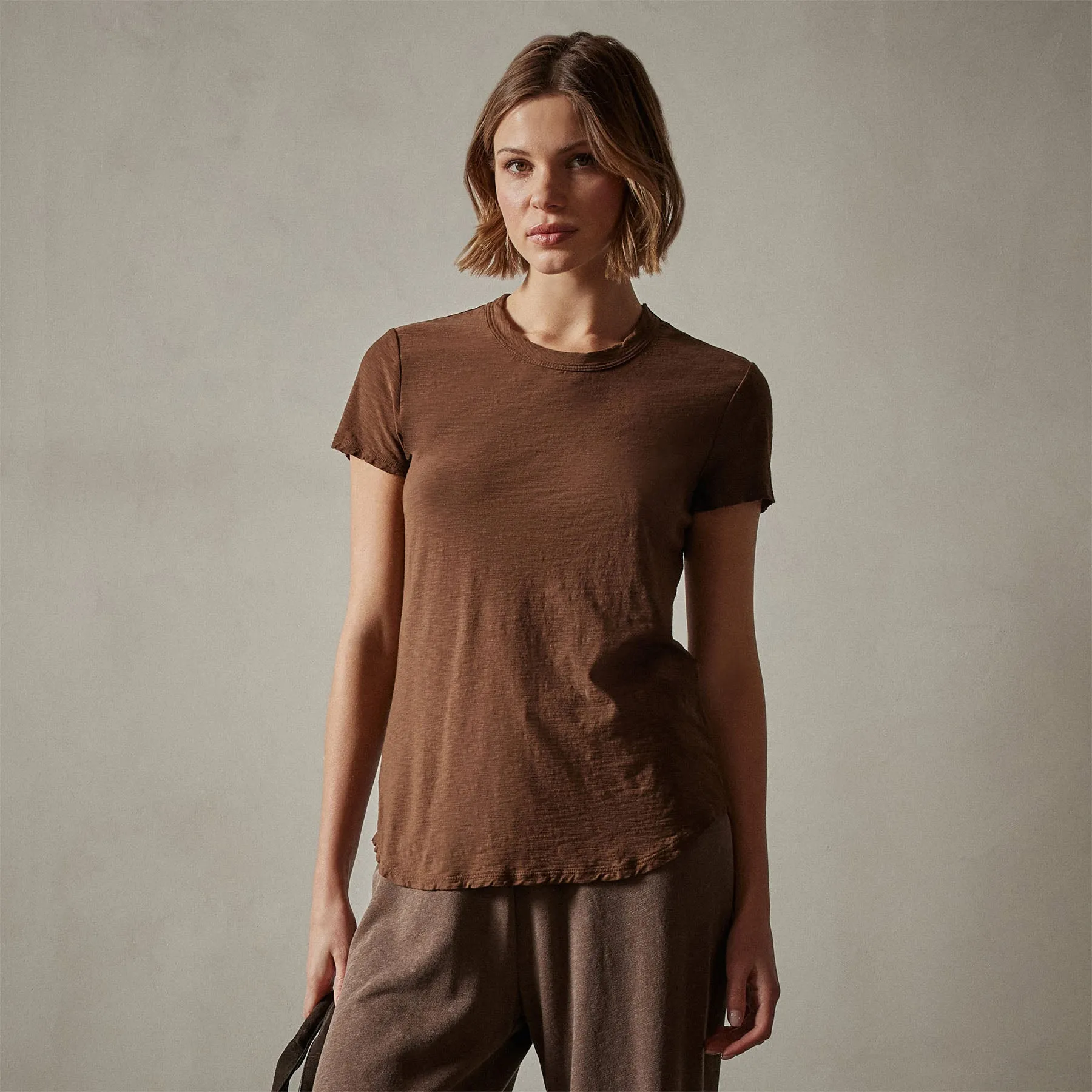 Sheer Slub Crew Neck Tee - Fox