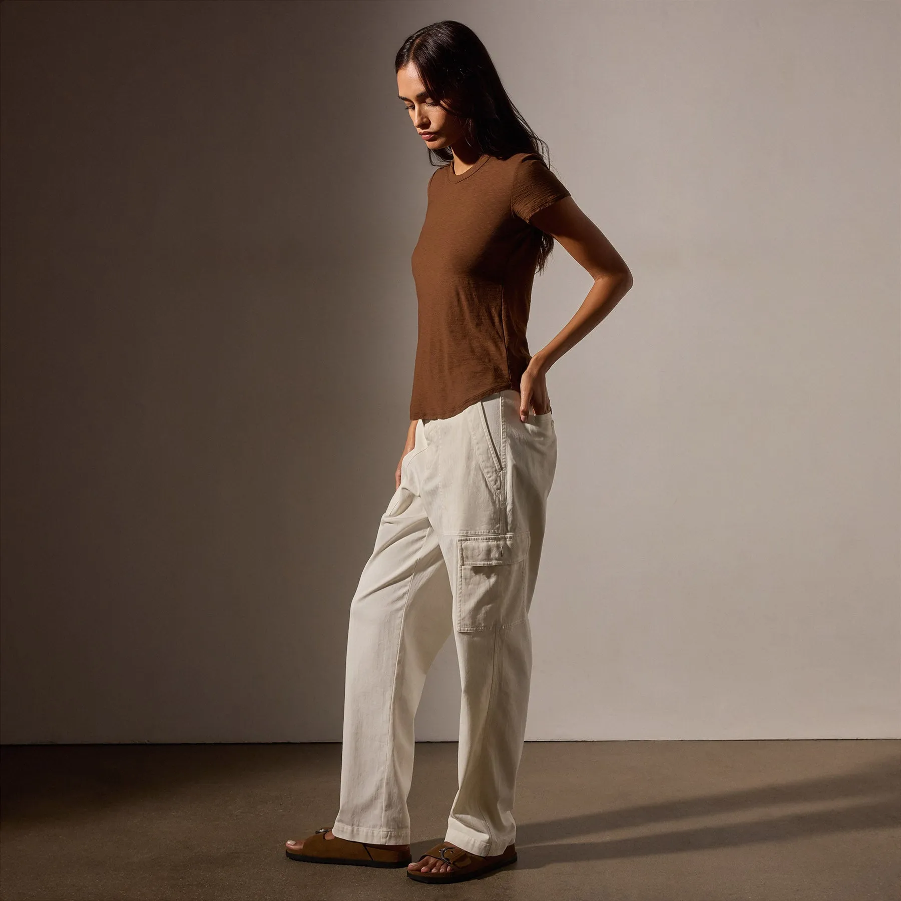 Sheer Slub Crew Neck Tee - Light Roast
