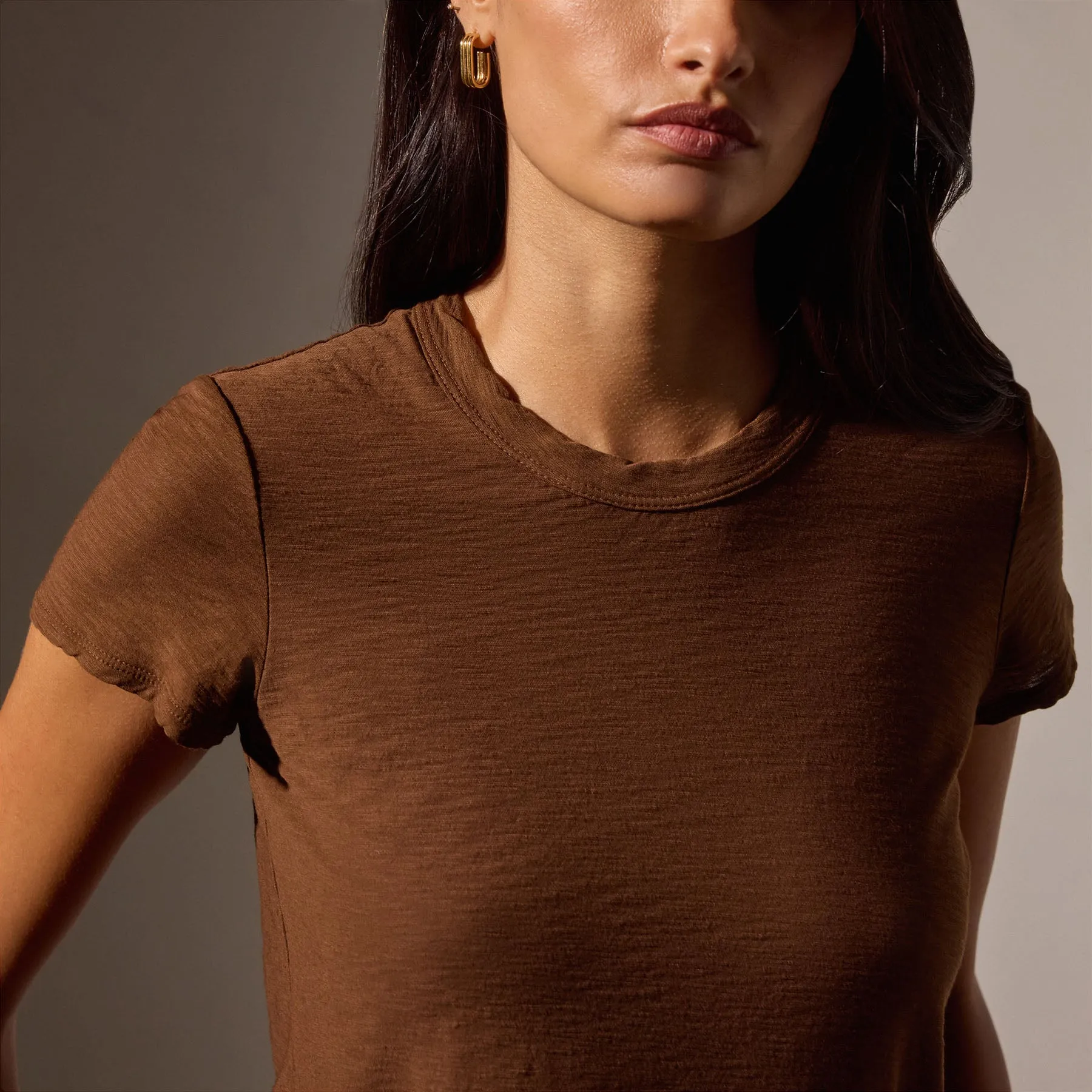 Sheer Slub Crew Neck Tee - Light Roast