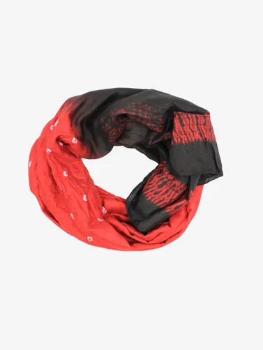 Shibori Silk handmade Red and Black scarf