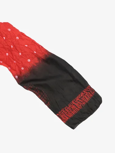 Shibori Silk handmade Red and Black scarf