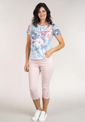 Short Sleeve Printed T-Shirt - Blue