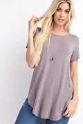 Short Sleeve Round Neck Hi-Lo Basic Top