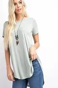 Short Sleeve Round Neck Hi-Lo Basic Top