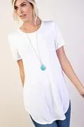 Short Sleeve Round Neck Hi-Lo Basic Top