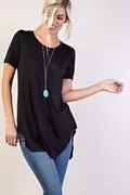 Short Sleeve Round Neck Hi-Lo Basic Top