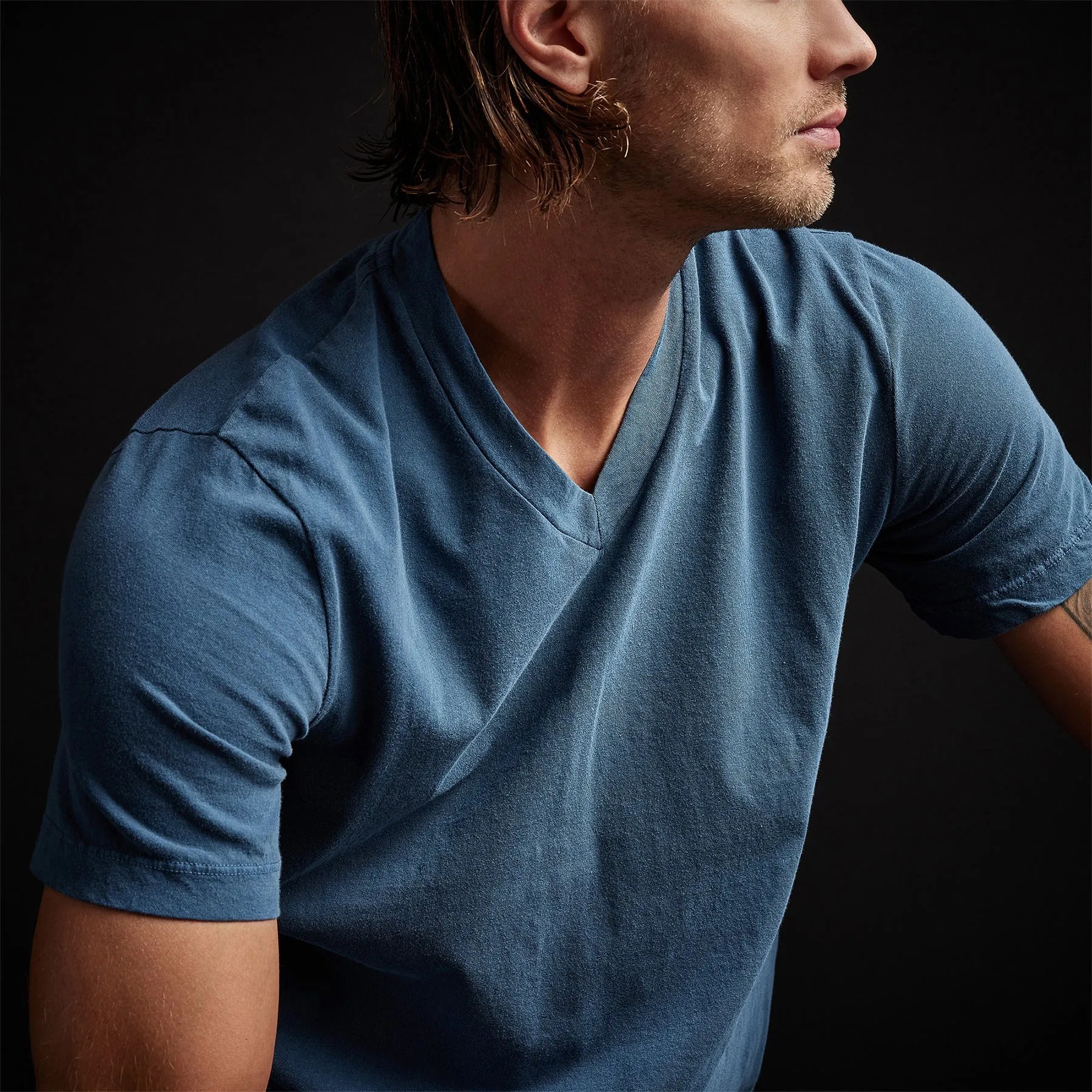 Short Sleeve V Neck - Lake Pigment