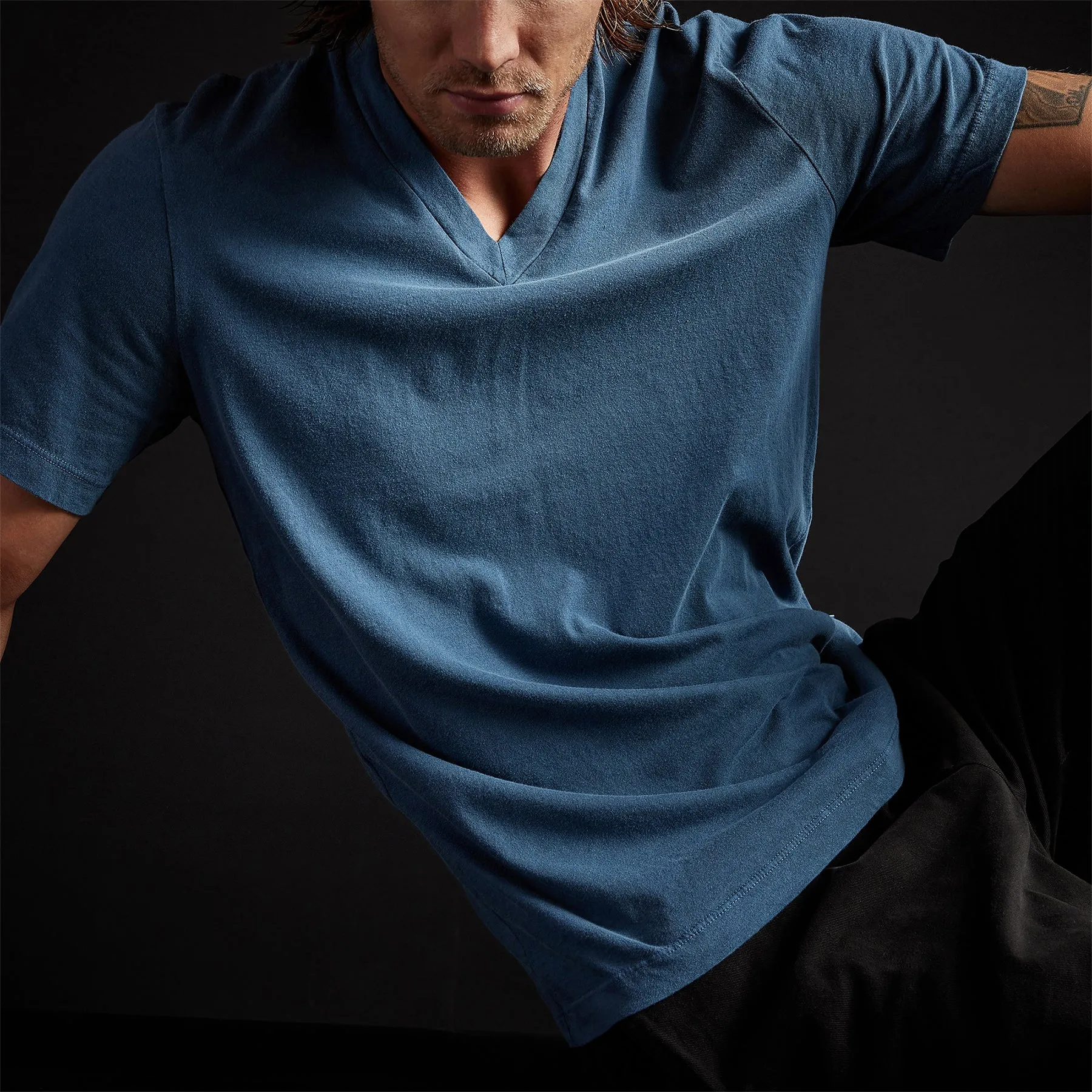 Short Sleeve V Neck - Lake Pigment