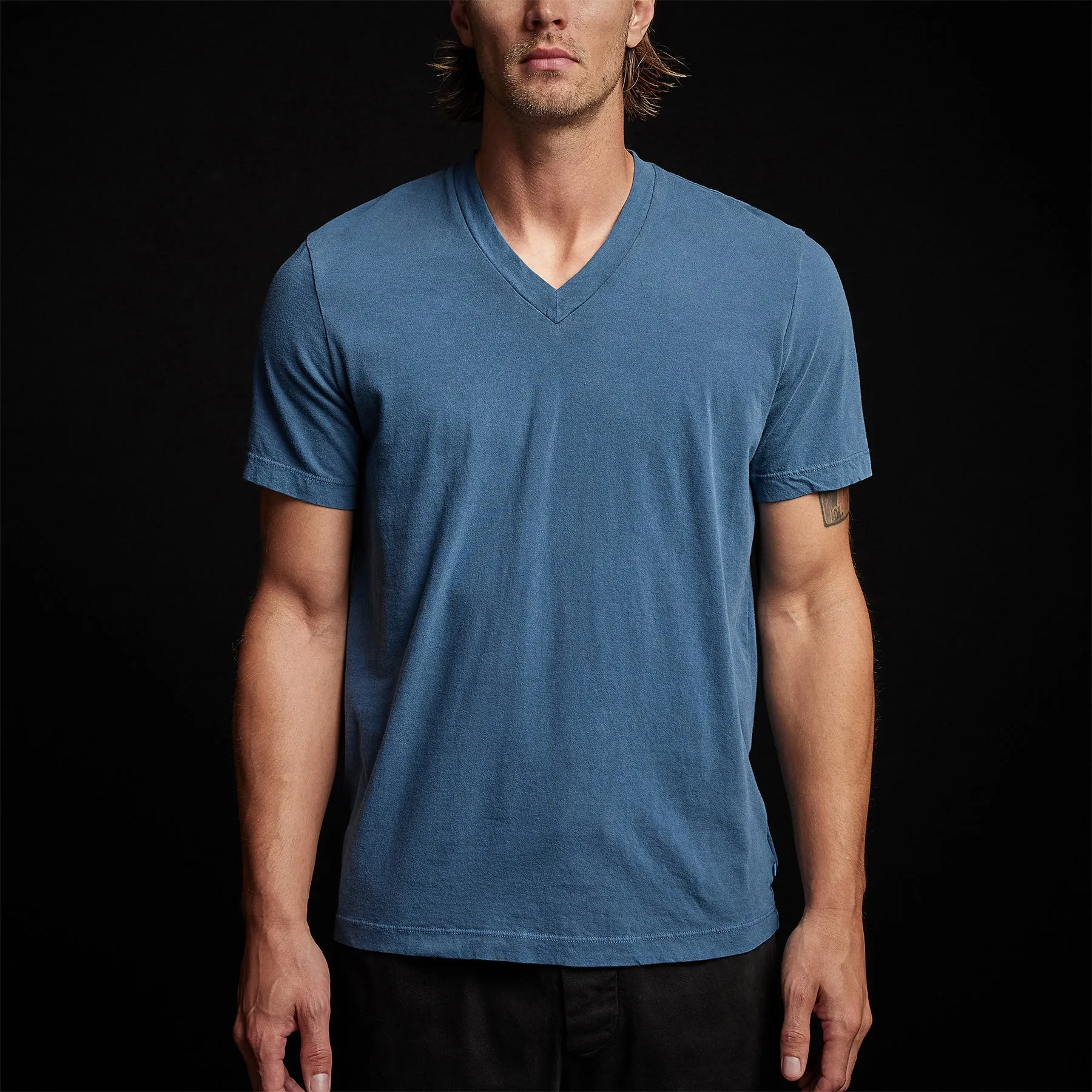 Short Sleeve V Neck - Lake Pigment